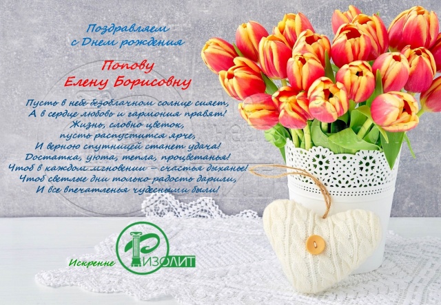 Коллектив Агентства Ризолит-Липецк искренне поздравляет с Днем рождения Попову Елену Борисовну!